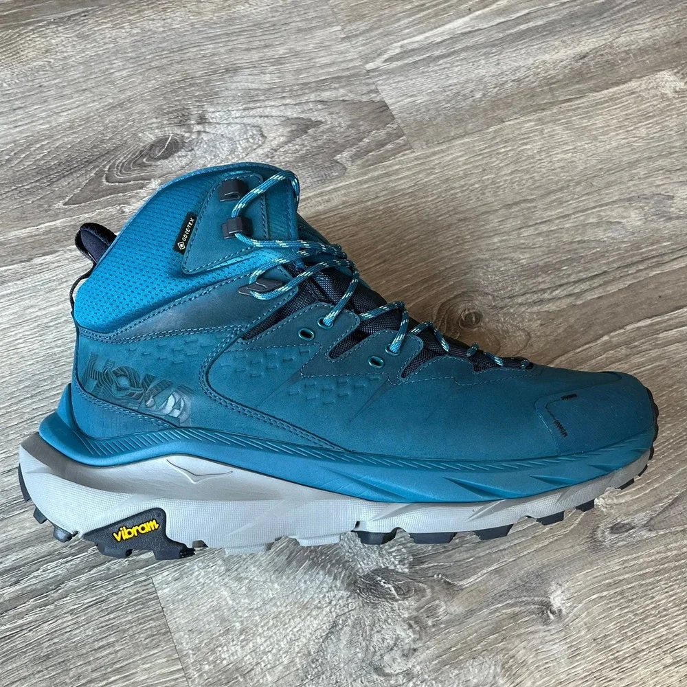 NWOB Hoka One One Kaha 2 GTX Blue Mid Hiking Boots Mens 12D UK 11.5 EU 46 2/3 - Picture 2 of 14